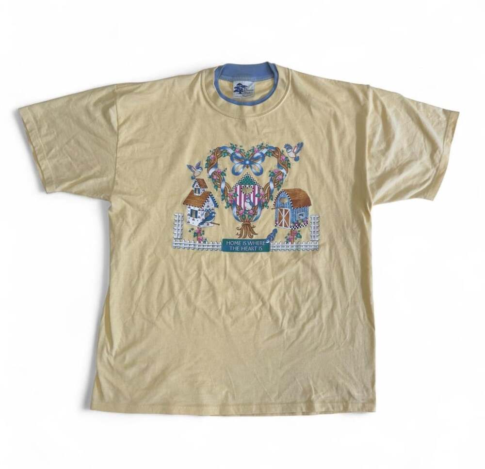 Vintage 90s Teddy Bear Grandma White T-Shirt M, Jerzees, Cottage Cottagecore